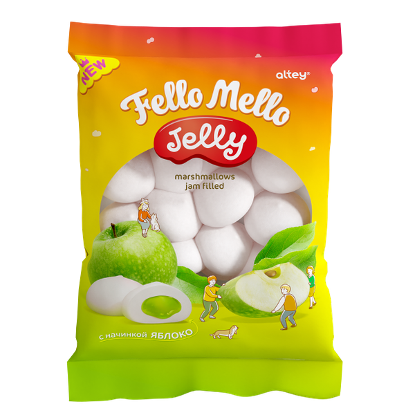 Зефир жев Marshmallows jam filled Jelly вкус яблока 55г