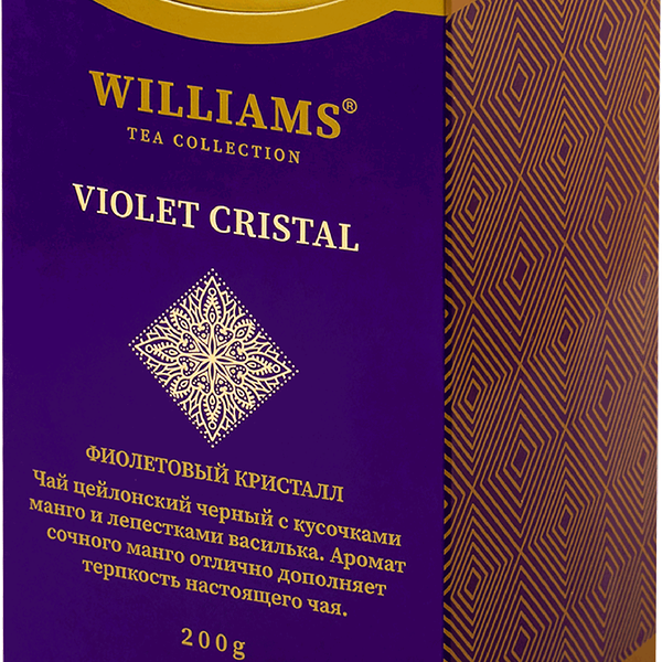 Чай черный WILLIAMS Violet crystal с лепестками василька, ароматом и кусочками манго, листовой, 200г