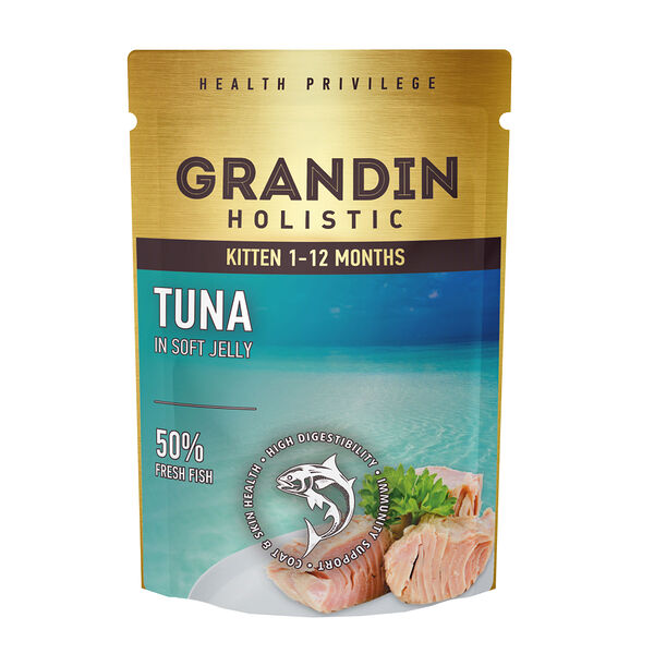 Влажный корм Grandin для котят, тунец в нежном желе, 85 гр.
