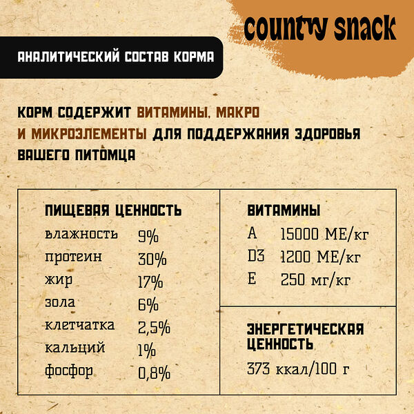 Корм сухой Country snack для щенков всех пород Ягненок с потрошками