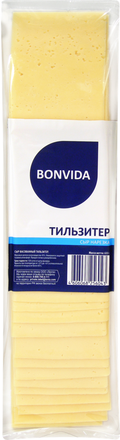 

Сыр BONVIDA Тильзитер, без змж, в нарезке