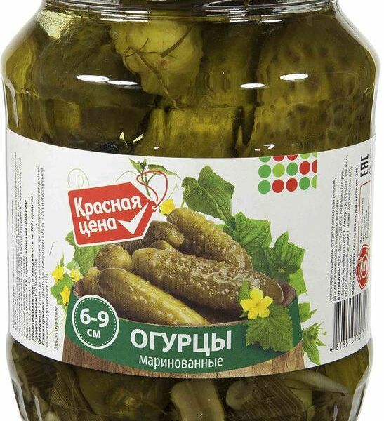 Огурцы Красная Цена маринованные 6-9см 680г