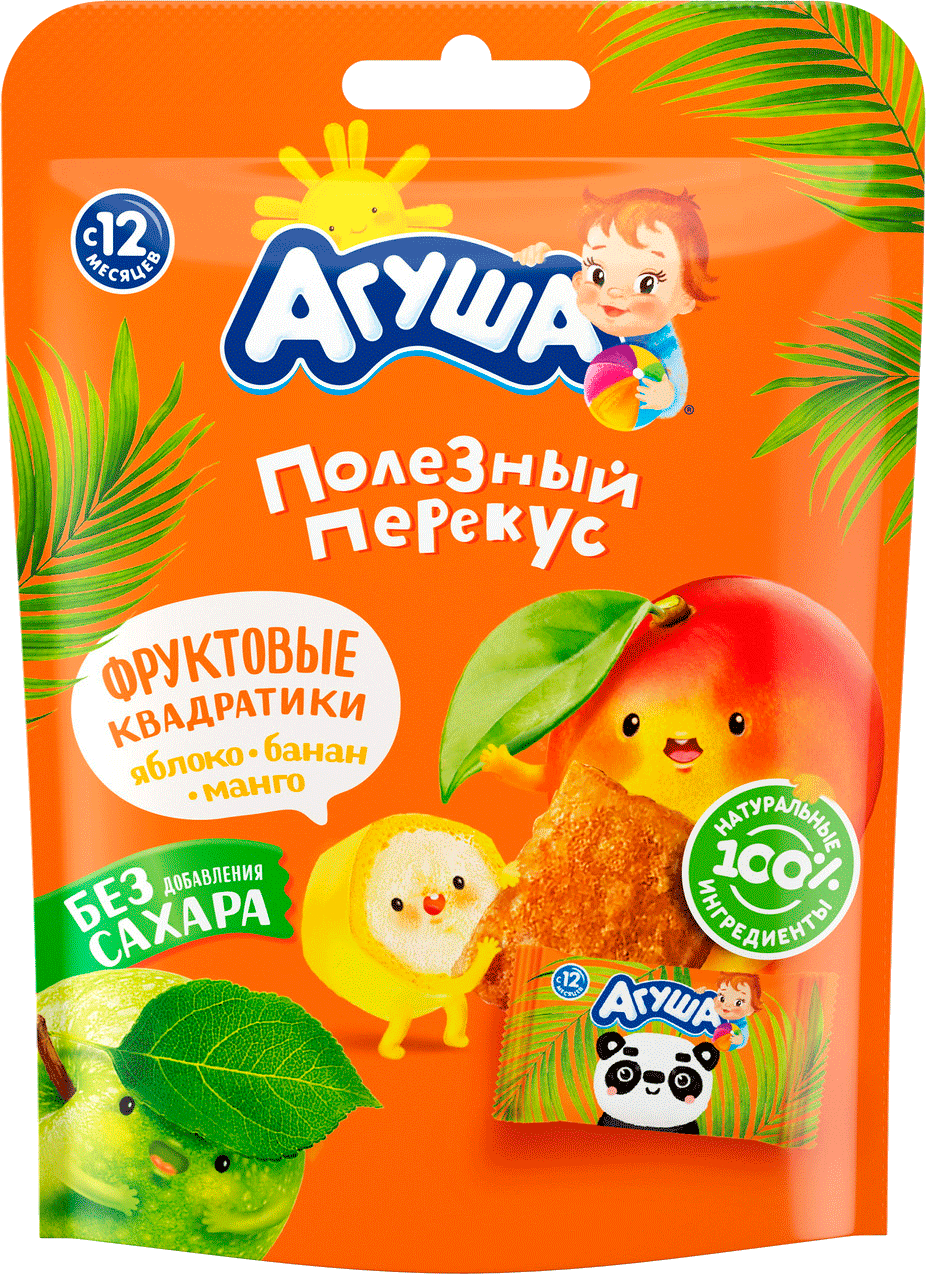 

Фруктовые квадратики Агуша яблоко-банан-манго