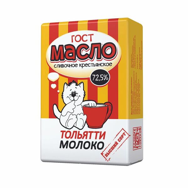 Масло сливочное Тольяттимолоко крестьянское 72.5%