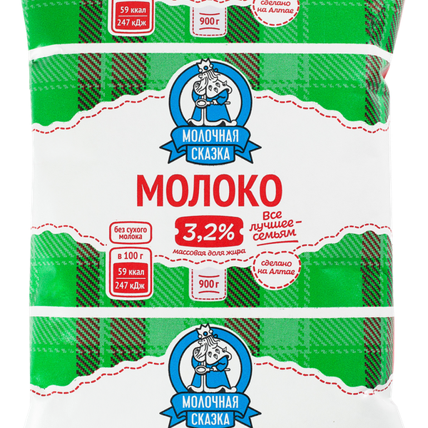 Молоко ультрапастеризованное МОЛОЧНАЯ СКАЗКА 3,2%, без змж