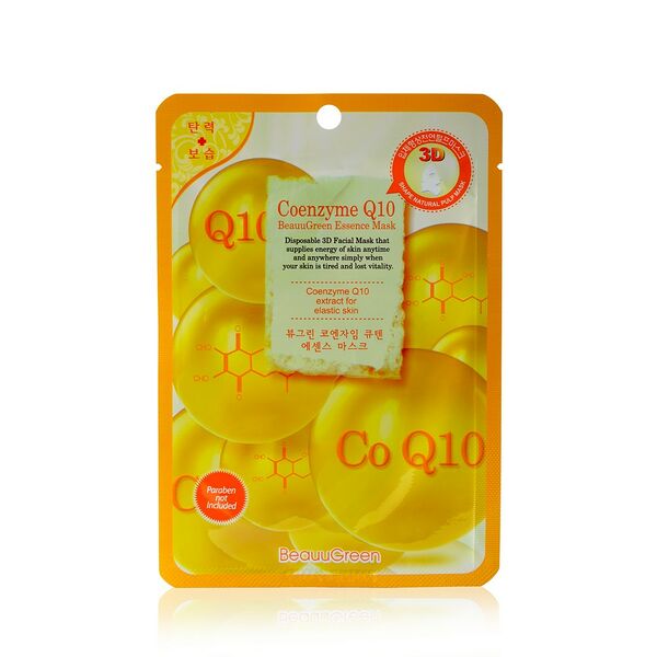 Маска Beauu Green тканевая 3D для лица с коэнзимом Q10