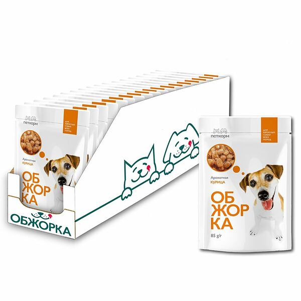 Корм для собак ОБЖОРКА кусочки в соусе с курицей пауч 85г (упаковка - 24 шт)