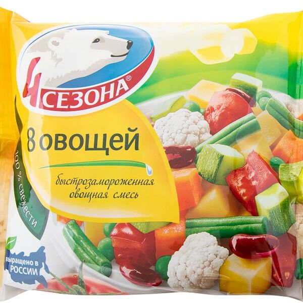 Смесь овощная 4 Сезона 8 овощей быстрозамороженная 400г