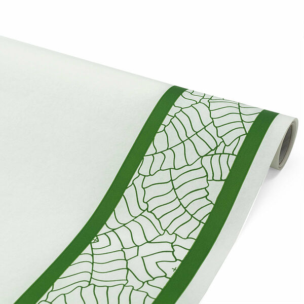75450 Бумага белая крафт 50г/м2, 70см*10м Кайма Листья цветные зеленый