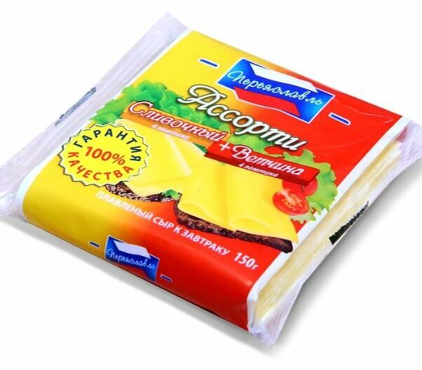 Сыр плавленый Переяславль Ассорти 40%, 8 ломтиков