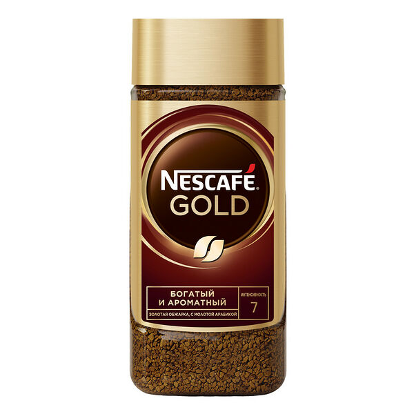Кофе Nescafe Gold субл/нат/раст. (стекло) с добавлением мол.  вес 190г РФ