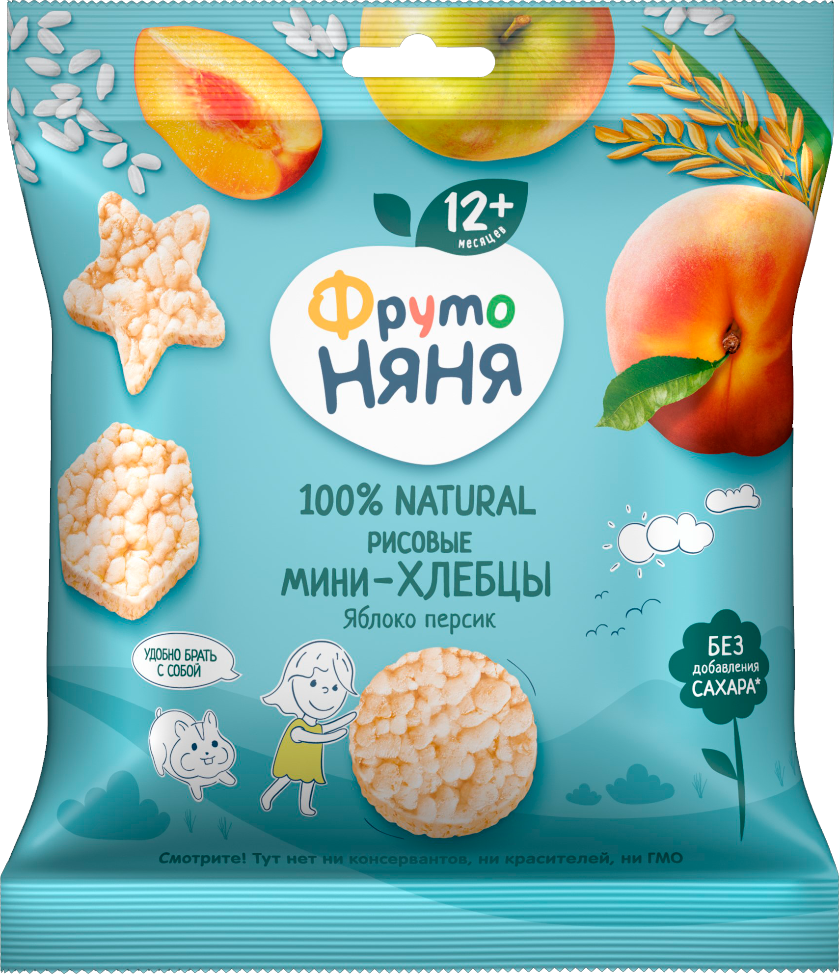 

Мини-хлебцы ФрутоНяня рисовые с яблоком персиком и пребиотиком