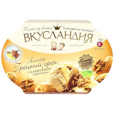 Мороженое пломбир Вкусландия Грецкий орех с кленовым сиропом 15,9%