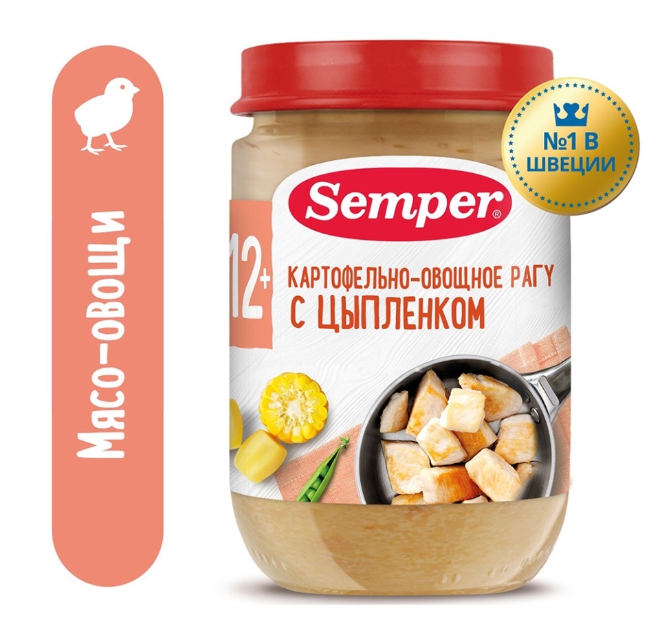 

Пюре картофельно-овощное рагу Semper с цыплёнком с 12 месяцев, 190 г