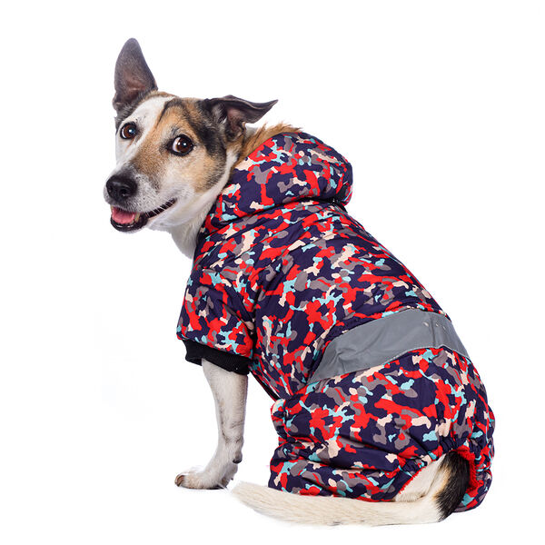 Комбинезон с меховым капюшоном для собак XL красный (унисекс)