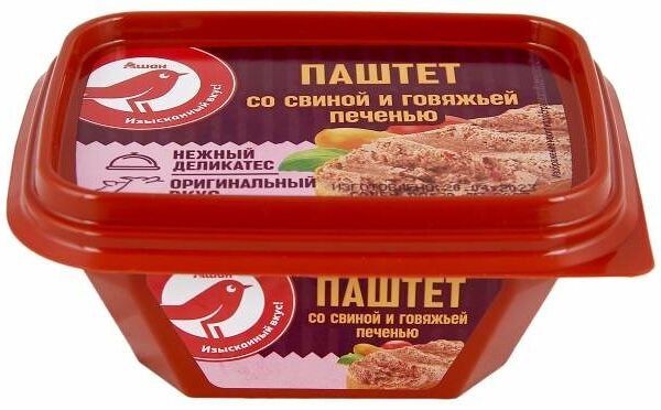 Паштет Ашан Красная птица со свиной и говяжьей печенью