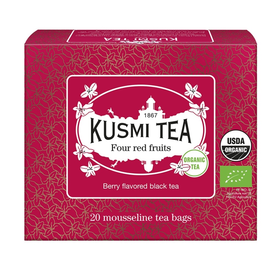 

Чай чёрный Four red fruits Organic пакетированный, Kusmi Tea, 20 шт.*2 г, Франция