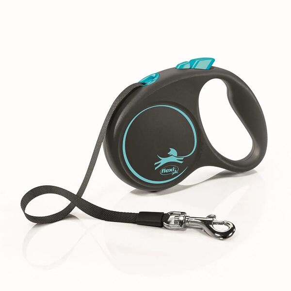 Рулетка Flexi Black Design S, до 15 кг, 5 м, лента, черный/синий Германия