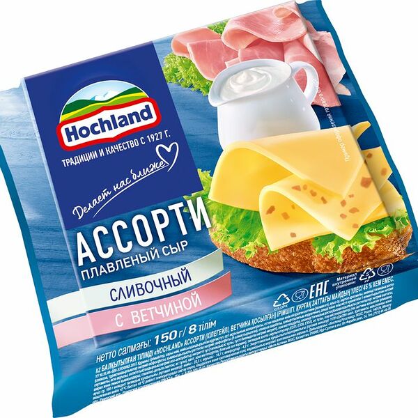 Сыр Hochland Ассорти плавленый ломтики 45% 150г