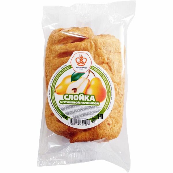 Слойка Хлебнаш с грушевой начинкой 80 г