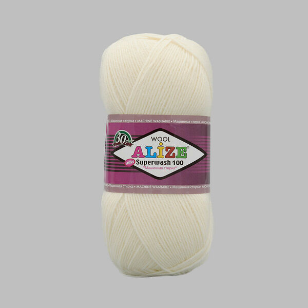 Пряжа ALIZE 'Superwash Comfort Socks' 100гр. 420м. (75% SW шерсть, 25% полиамид)(01 кремовый)