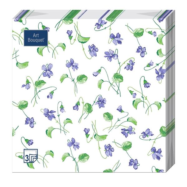 Салфетки бумажные Art Bouquet 3сл, Лесные фиалки, 33х33см, 20шт., Россия