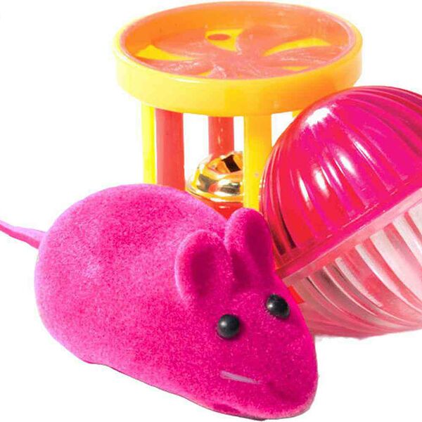 Набор игрушек для кошек Triol Мячь, мышь и барабан, 3 предмета