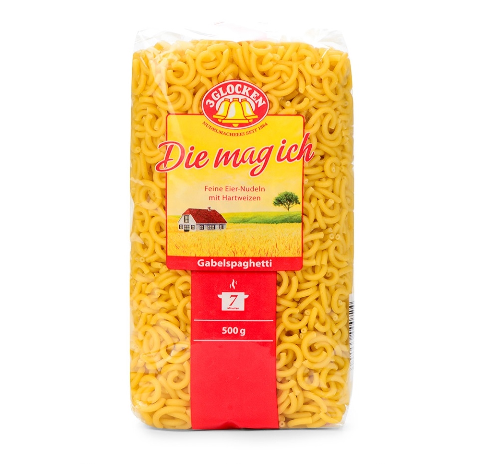 

Макаронные изделия Gabelspaghetti 3 Glocken Die Mag Ich Feine Eier-Nudeln 500 г