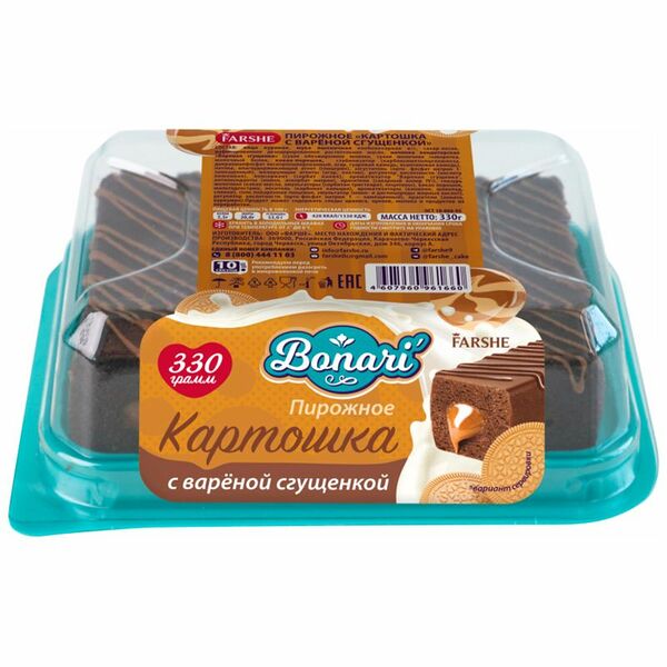 Пирожное Bonari Картошка с варёной сгущенкой, 330г