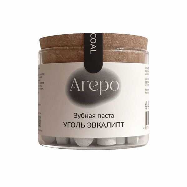 Зубная паста Arepo 124 шт в таблетках уголь эвкалипт