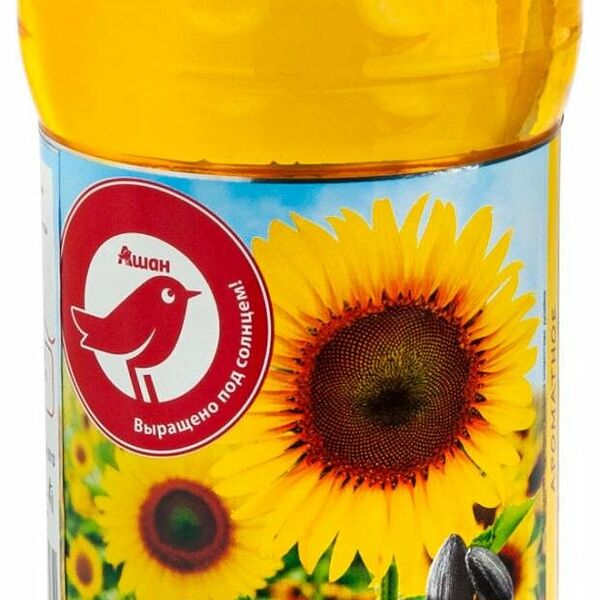 Масло подсолнечное АШАН Красная птица нерафинированное