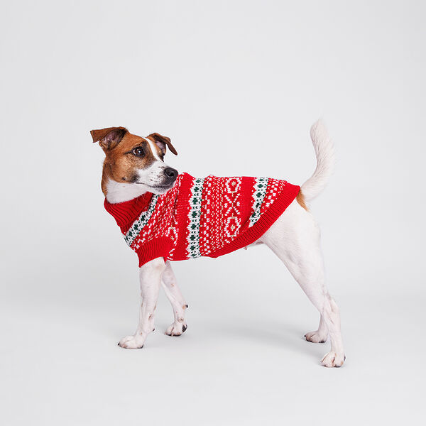 Свитер с узорами для собак, 45 см, красный