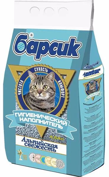 Наполнитель для кошачьего туалета Барсик Альпийская свежесть глиняный 4.54 л