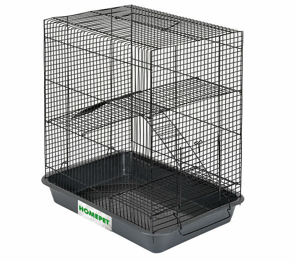HOMEPET №3 Клетка для грызунов трехэтажная серая, 33 см х 24 см х 38см