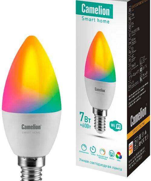 Умная лампа Camelion Smart Home светодиодная LSH7 C35 RGBСW Е14 WIFI
