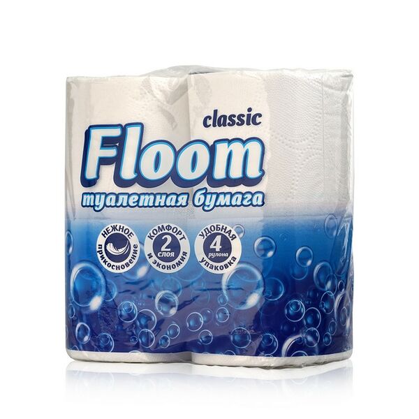 Туалетная бумага Floom 2 слоя белая 4шт