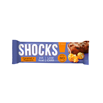 

Батончик протеиновый FitnesSHOCK Shocks глазированный Карамельный попкорн (без сахара) 35г, Россия