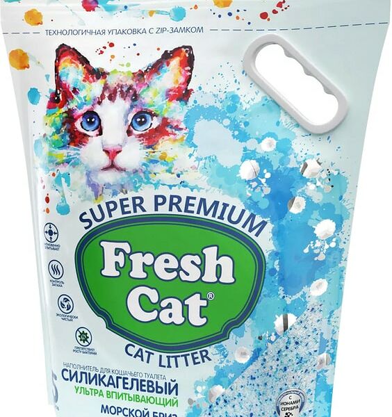 Наполнитель силикагелевый для кошачьего туалета Fresh Cat с ароматом Морской бриз 5л