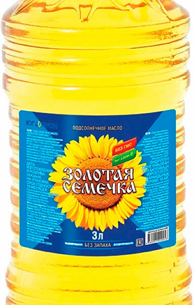 Масло Золотая Семечка подсолнечное рафинированное дезодорированное, 3л