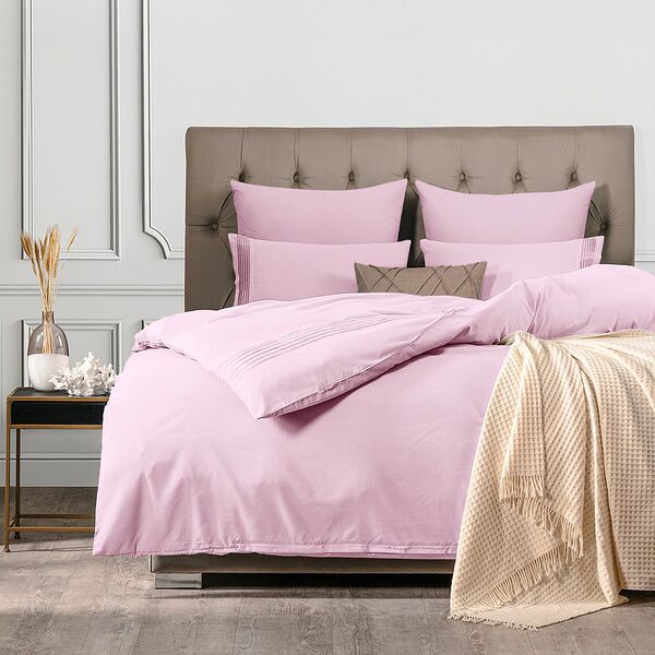 Комплект постельного белья SleepiX Миоко, Евро, 4 наволочки, сатин, розовый