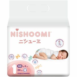 Подгузники Nishoomi 1NB до 5 кг 24шт.