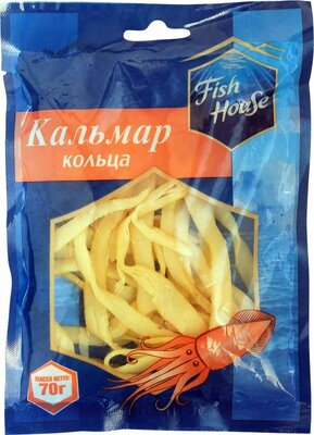 Кальмар Fish House сушеный кольца, 70г