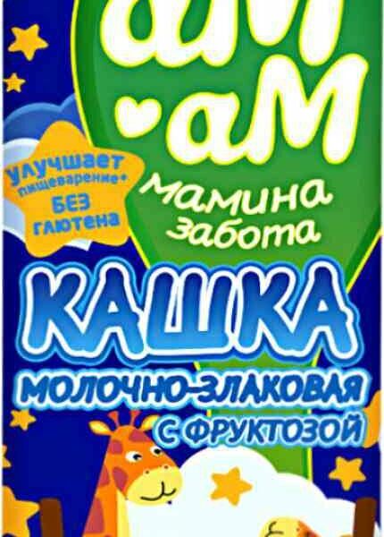 Кашка молочно-злаковая Ам-Ам Мамина забота 3 злака с фруктозой безглютеновая 6+ месяцев 2.5% 210 г