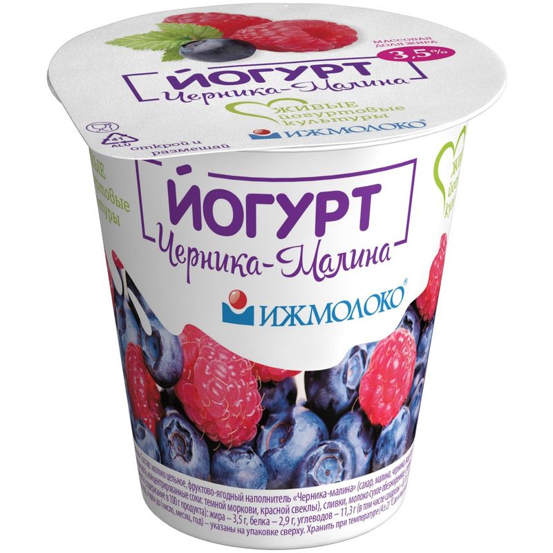 

Йогурт Ижмолоко Черника-Малина 3.5% 150 г