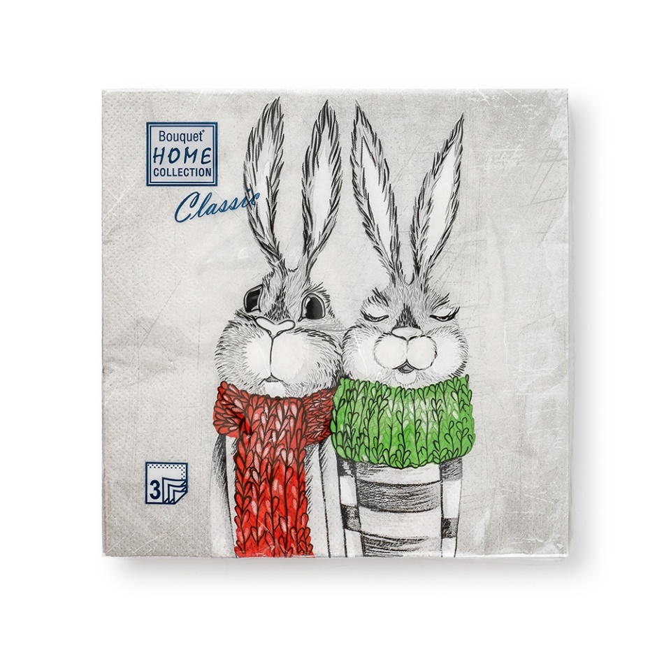 

Салфетки бумажные Bouquet Home Collection Кролики 3 слоя 33x33 см 20 шт.
