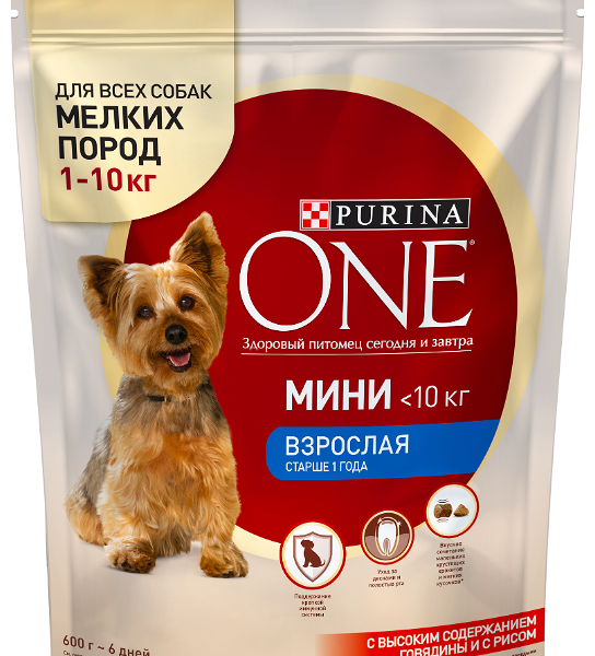 Корм для собак Purina One с говядиной и рисом 