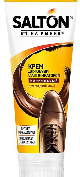 Крем для обуви Salton для гладкой кожи с аппликатором коричневый 75мл