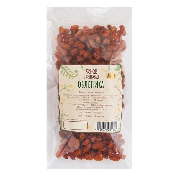 Сухофрукты Зонов и Сыновья облепиха сушеная 100г, Россия