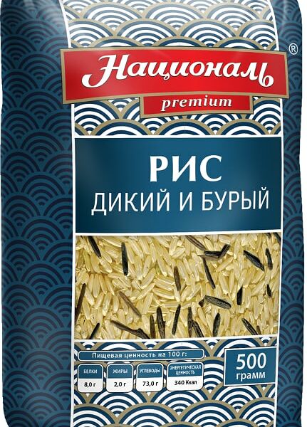 Смесь Националь бурый и дикий рис 500г