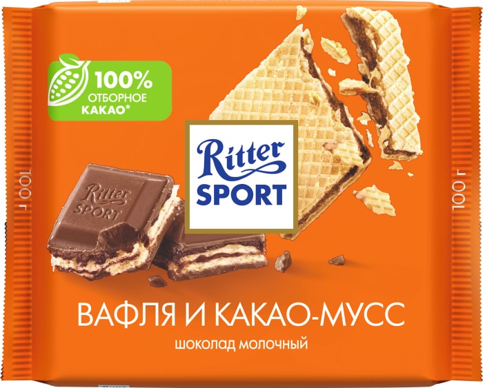 

Шоколад молочный Ritter Sport Вафля и какао-мусс 100 г